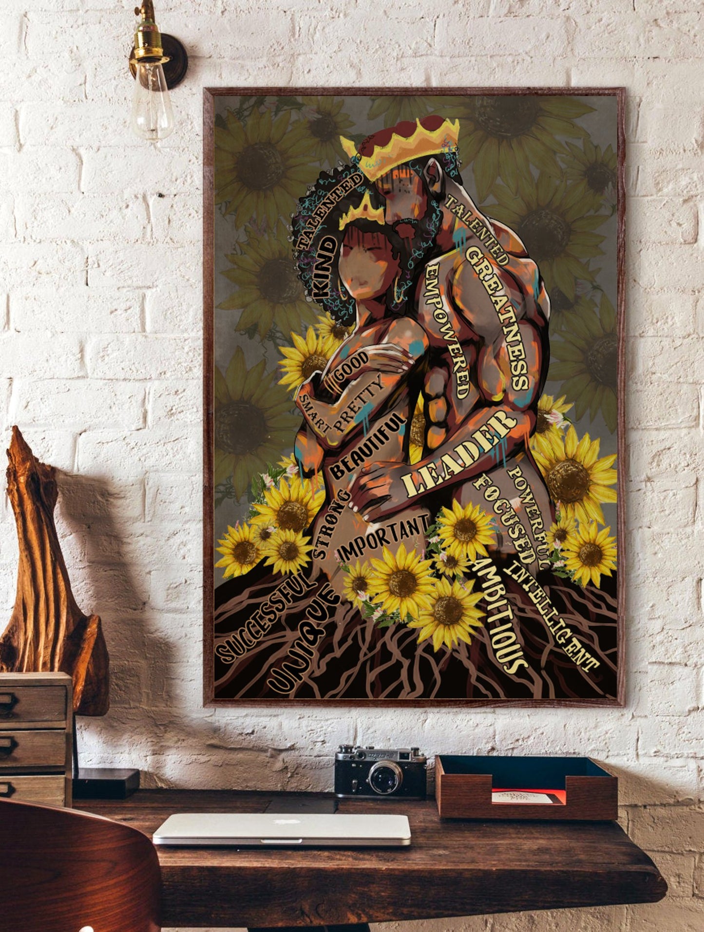 Toile et affiche du couple roi et reine noirs 0124