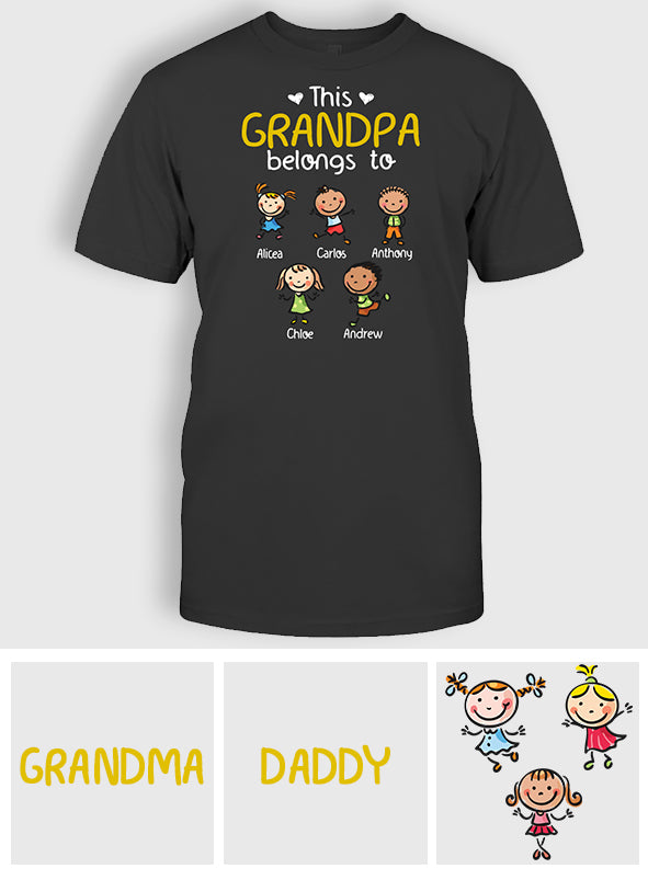 Ce t-shirt et ce sweat à capuche personnalisés « Ce grand-père et cette grand-mère appartiennent à » pour papa
