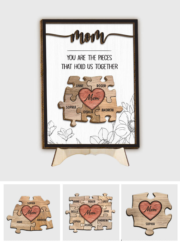 Maman, tu es le pilier de notre couple - Plaque en bois personnalisée à 2 couches