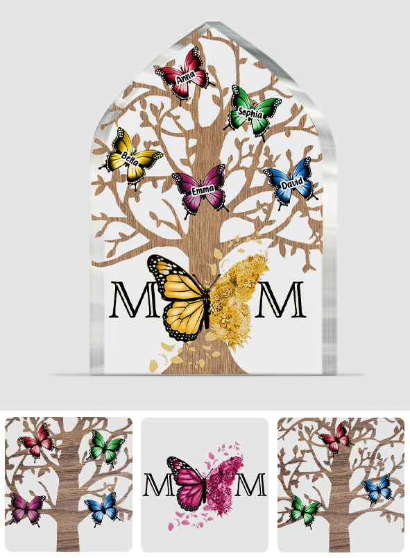 Papillons Maman - Plaque acrylique personnalisée en forme de papillon pour maman
