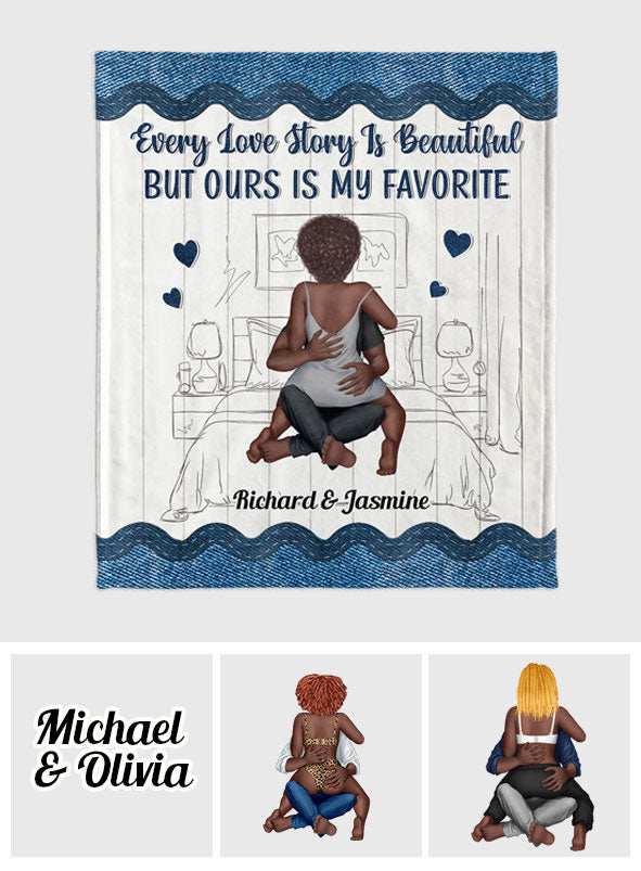 Ours Is My Favorite - Personalized African American Blanket