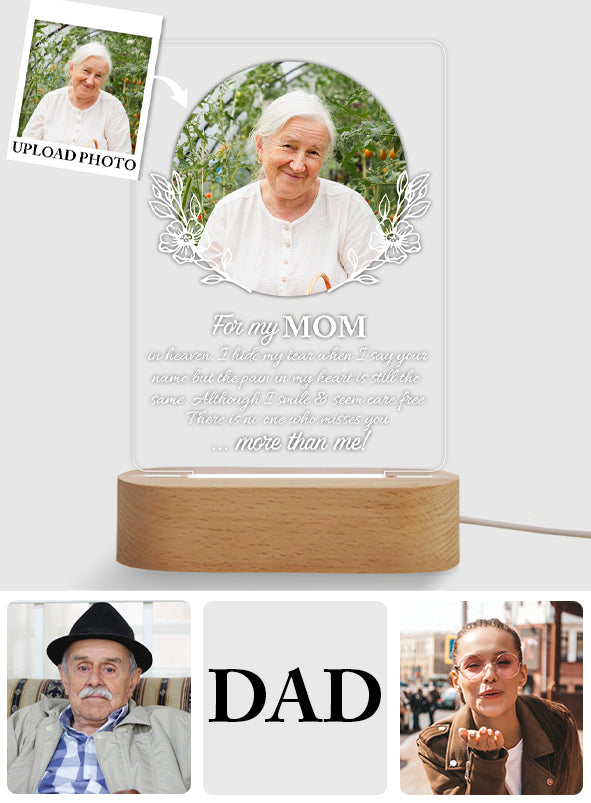 Pour ma mère, quel que soit mon titre au paradis, je cache mes larmes quand je prononce ton nom - Plaque lumineuse personnalisée en forme de mère