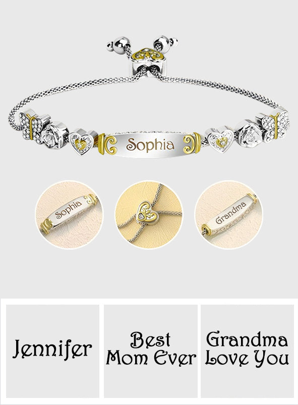 Any Name And Message - Personalized Grandma Engraved Bolo Bracelet