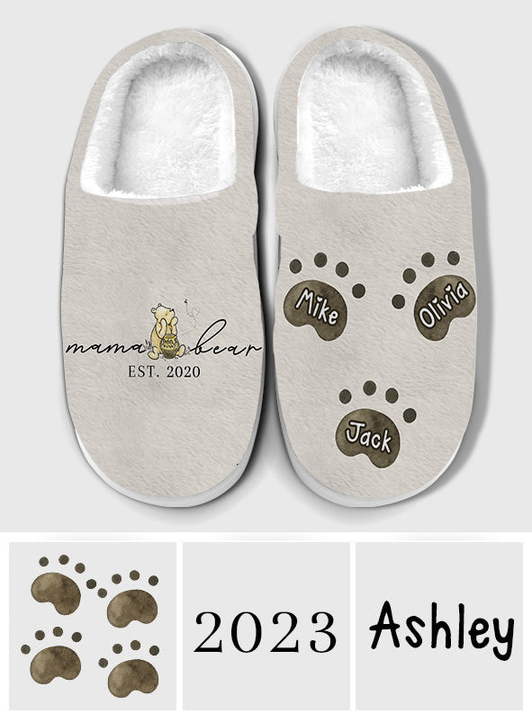Mama Bear Est. - Personalized Mother Slippers
