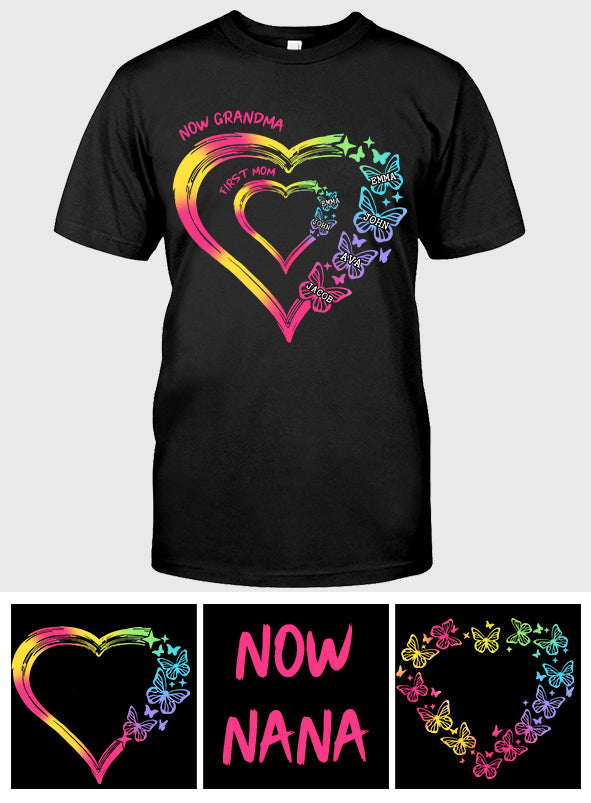 Any Title Of Mother And Grandma Double Heart Colorful - Personalized Grandma T-shirt And Hoodie