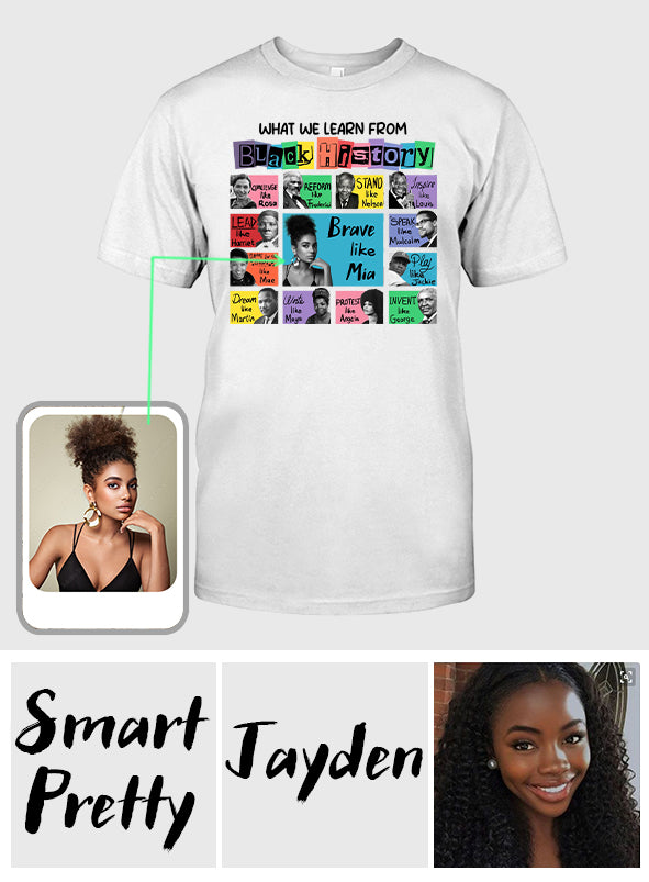 Ce que nous apprenons de l'histoire des Noirs - T-shirt et sweat à capuche afro-américains personnalisés