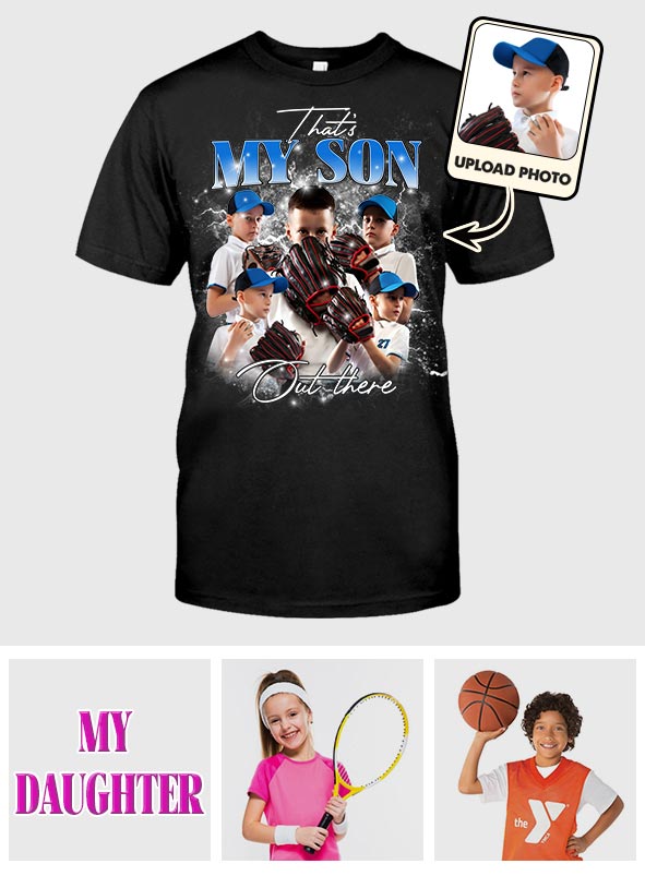 Que mon fils/ma fille soit là-bas - T-shirt et sweat à capuche de baseball personnalisés