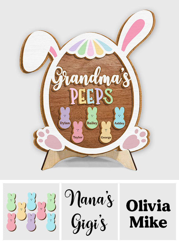 Grand-mère Nana Mimi Pâques Peeps - Panneau en bois personnalisé à 2 couches pour grand-mère / Plaque en bois