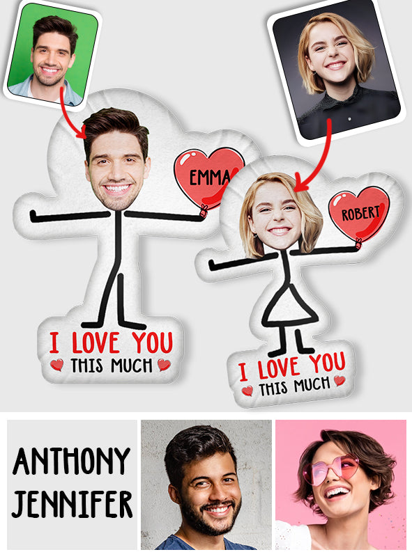 Porte-clés photo personnalisé « Je t'aime tellement » pour couples - Coussin personnalisé en forme de couple