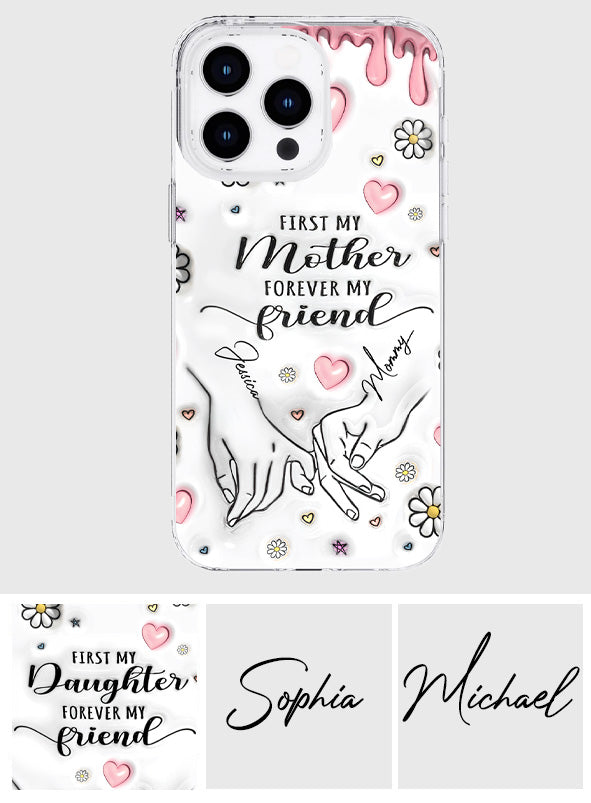 Ma mère d'abord, mon amie pour toujours - Coque de téléphone transparente personnalisée pour maman
