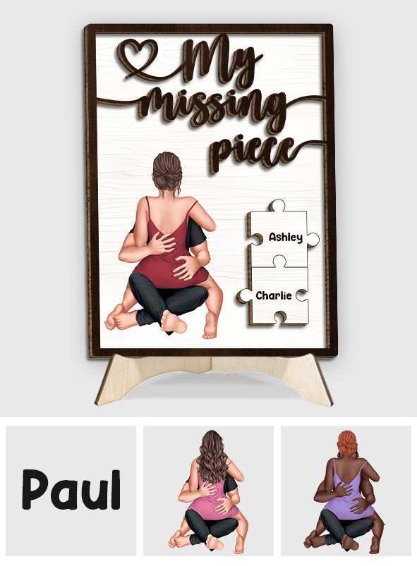 Ma pièce manquante - Panneau/Plaque en bois personnalisé(e) pour couple, 2 couches