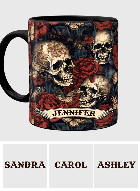 Vintage Rose Skull - Personalized Skull Mug