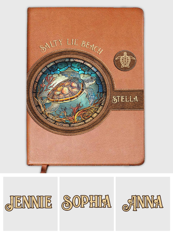 Salty Lil Beach - Carnet de notes personnalisé en cuir de tortue