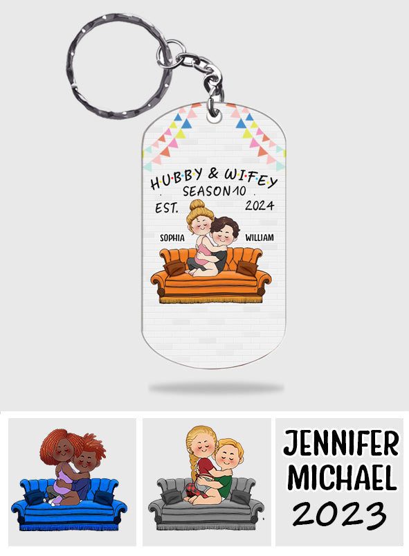 Porte-clés personnalisé en acier inoxydable « Mari et Femme »