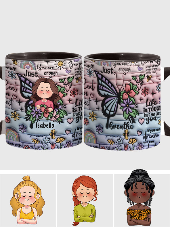 Mug personnalisé avec papillons, citations inspirantes et affirmations positives