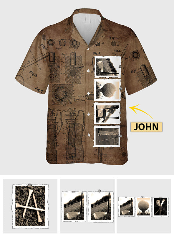 Chemise hawaïenne de golf personnalisée Vintage Golf - Nom personnalisé