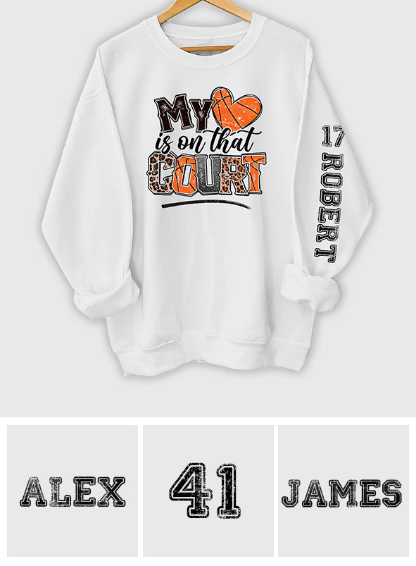 My Heart Is On That Court Basketball Mom - Personalized Basketball All Over Shirt