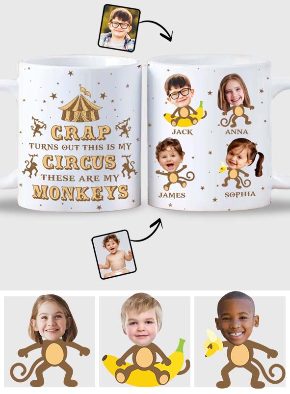 Ceci est mon cirque, voici mes singes - Mug personnalisé pour maman