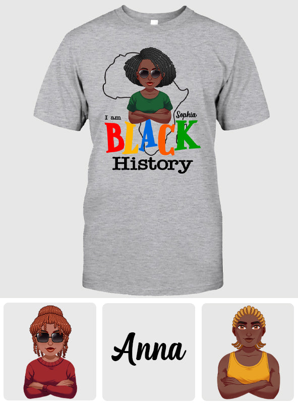 Je suis l'histoire des Noirs - T-shirt et sweat à capuche personnalisés pour Afro-Américains