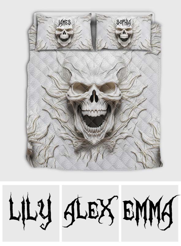 Beautiful White Skeleton - Personalized Skull Quilt Set