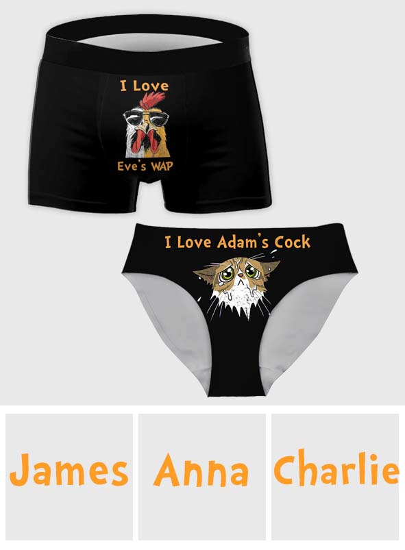 J'aime votre poulet et votre chaton - Culottes personnalisées pour couples (femme) et boxers pour hommes