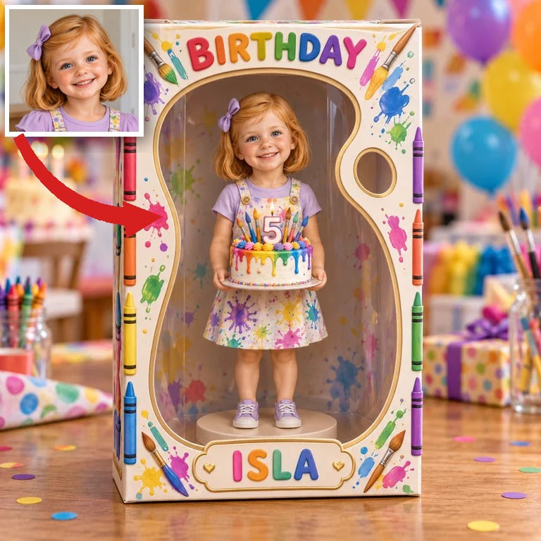 Personalized Custom Photo Art Acrylic Display Box - 5th Birthday Gift for Girls