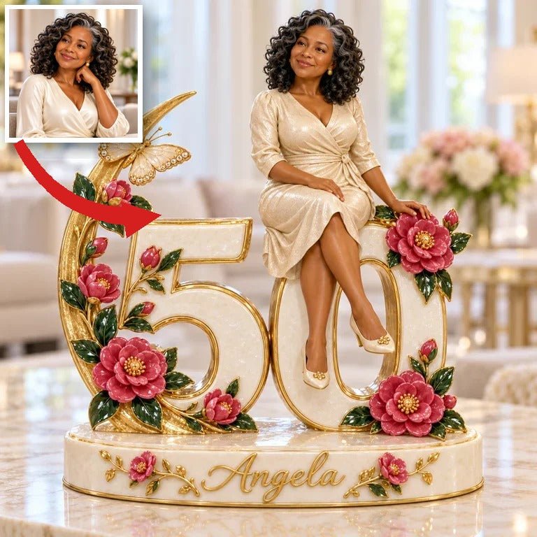 Personalized Custom Photo Camellia Custom Shaped Acrylic Plaque - 50th Birthday Gift for Women
