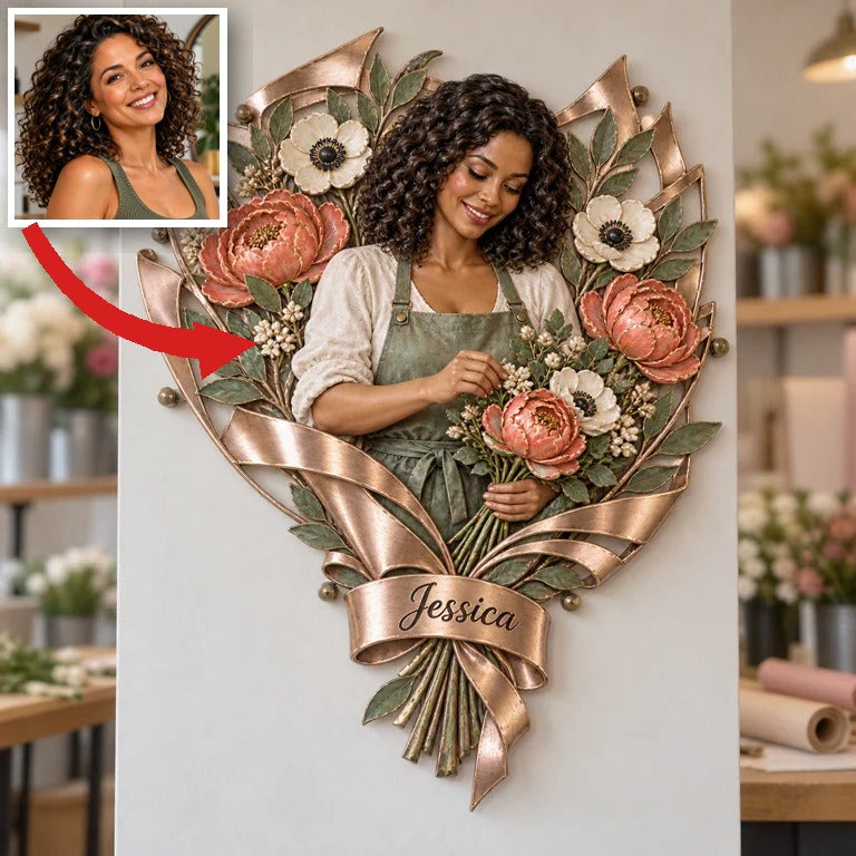 Personalized Custom Photo Floral Self Love 3D Cut Metal Sign - Gift for Women