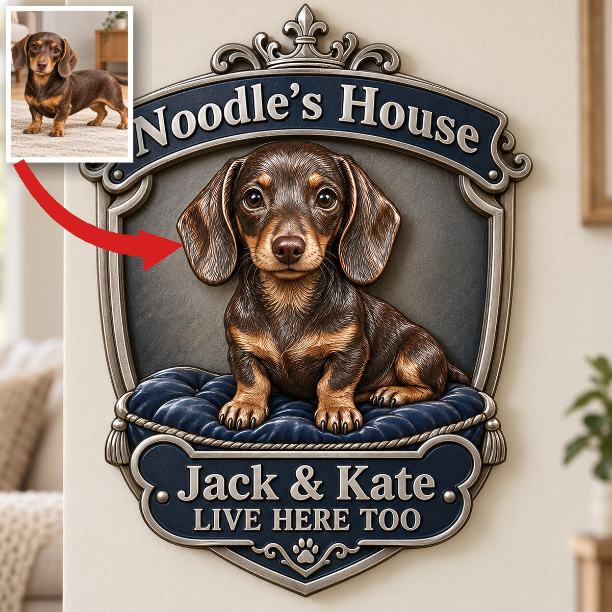 Personalized Custom Photo Dachshund 3D Cut Metal Sign - Dog Lover Gift for Home Decor