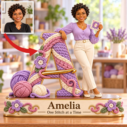 Personalized Custom Photo Crochet 3D Letter Plaque - Gift for Women