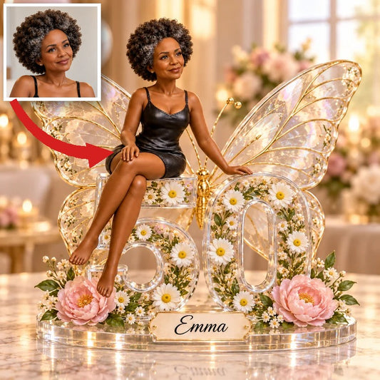 Plaque Acrylique Personnalisée en Forme de Papillon - Cadeau d'Anniversaire pour Femme