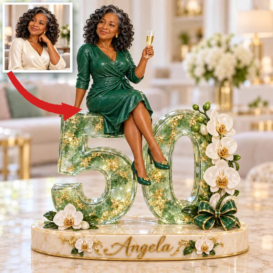 Personalized Custom Photo Orchid Custom Shaped Acrylic Plaque - 50th Birthday Gift for Women