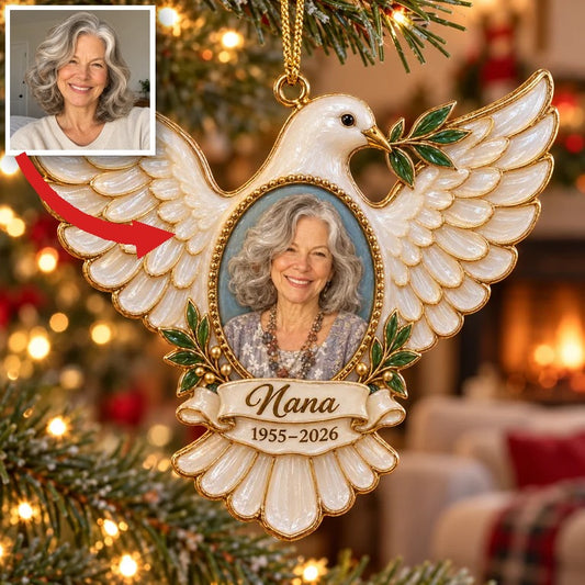 Ornement de Noël 3D Personnalisé Photo Colombe Mémorial - Souvenir Grand-mère
