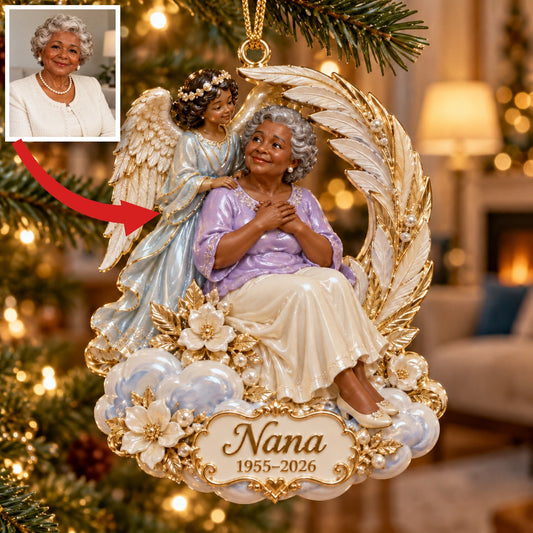 Personalized Custom Photo Guardian Angel Memorial 3D Christmas Ornament - Grandmother Remembrance Keepsake