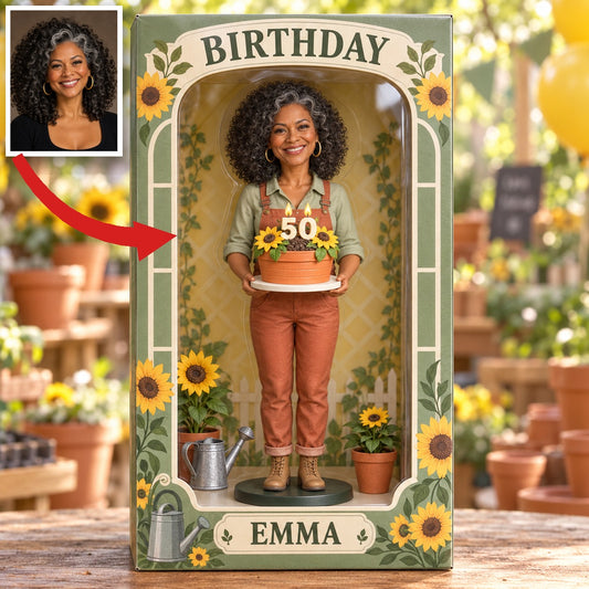 Boîte d'affichage en acrylique de jardinage personnalisée - Cadeau figurine photo d'anniversaire