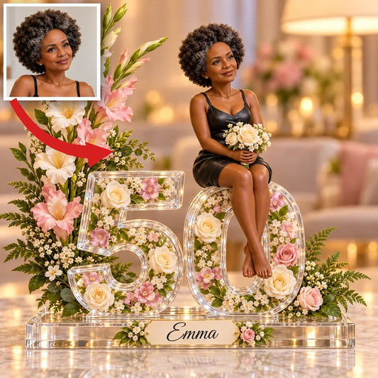 Personalized Custom Photo Gladiolus Custom Shaped Acrylic Plaque - 50th Birthday Gift for Women