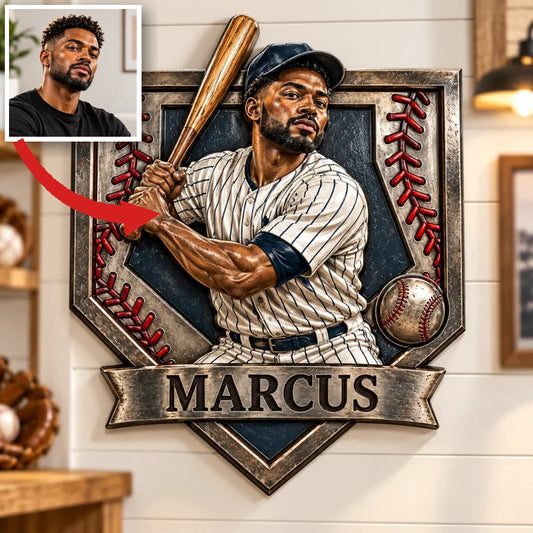 Personalized Custom Photo Baseball 3D Printed Cut Metal Sign - Gift for Young Men