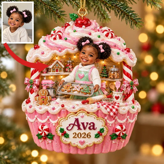 Personalized Custom Photo Christmas Baking 3D Ornament - 2026 Christmas Gift for Little Girls