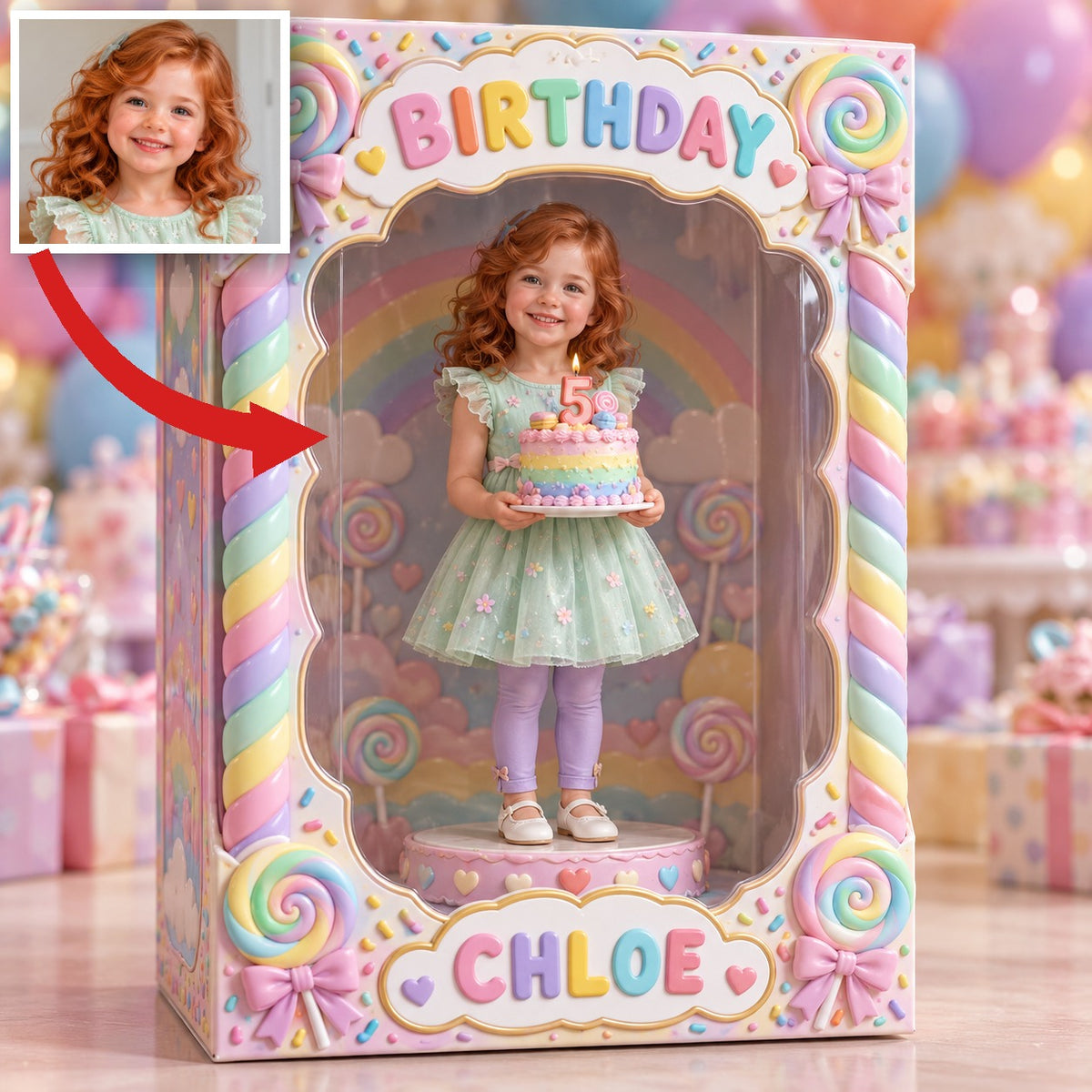 Boîte d'affichage en acrylique personnalisée avec photo - Cadeau d'anniversaire pour filles