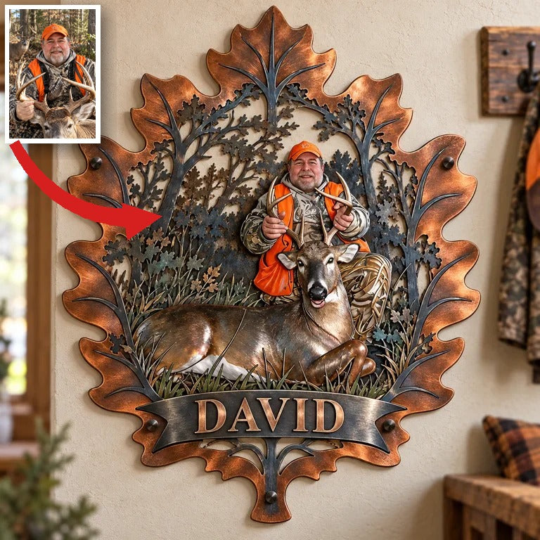 Personalized Custom Photo Deer Hunting 3D Cut Metal Sign - Gift for Older Men