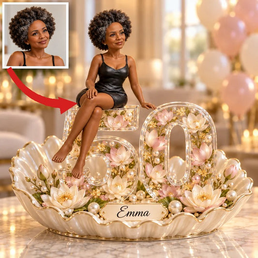 Personalized Custom Photo Lotus Custom Shaped Acrylic Plaque - 50th Birthday Gift for Women
