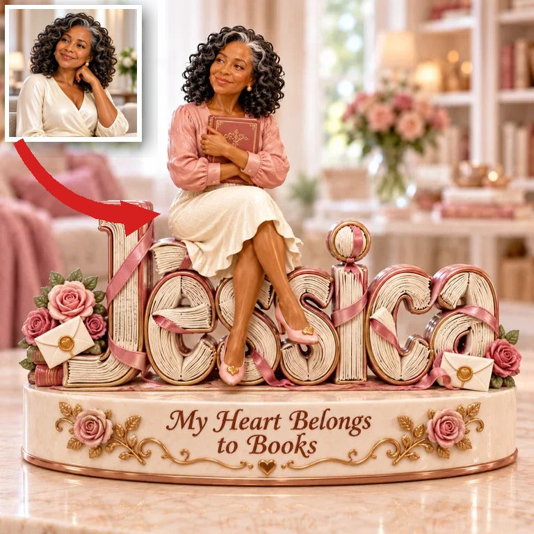 Personalized Custom Photo Romance Book Lover 3D Name Figurine - Gift for Older Women