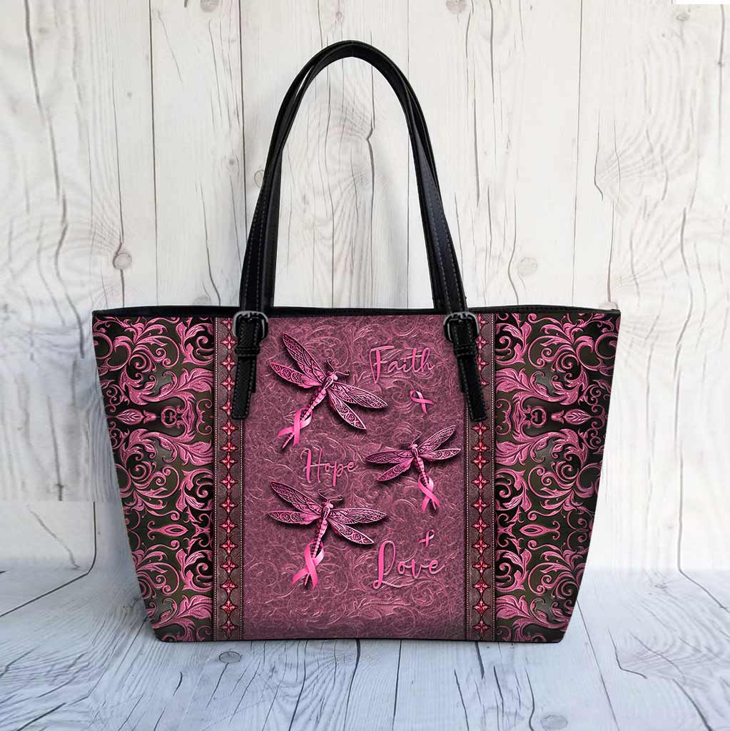 Faith Hope Love Breast Cancer Awareness Leather Bag 0622