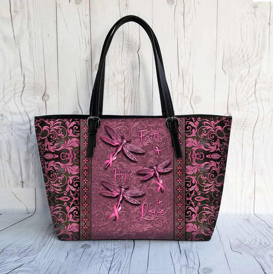 Faith Hope Love Breast Cancer Awareness Leather Bag 0622