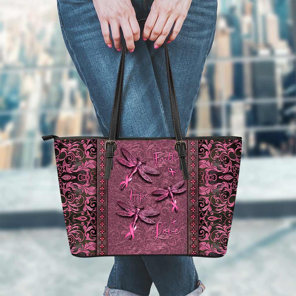 Faith Hope Love Breast Cancer Awareness Leather Bag 0622