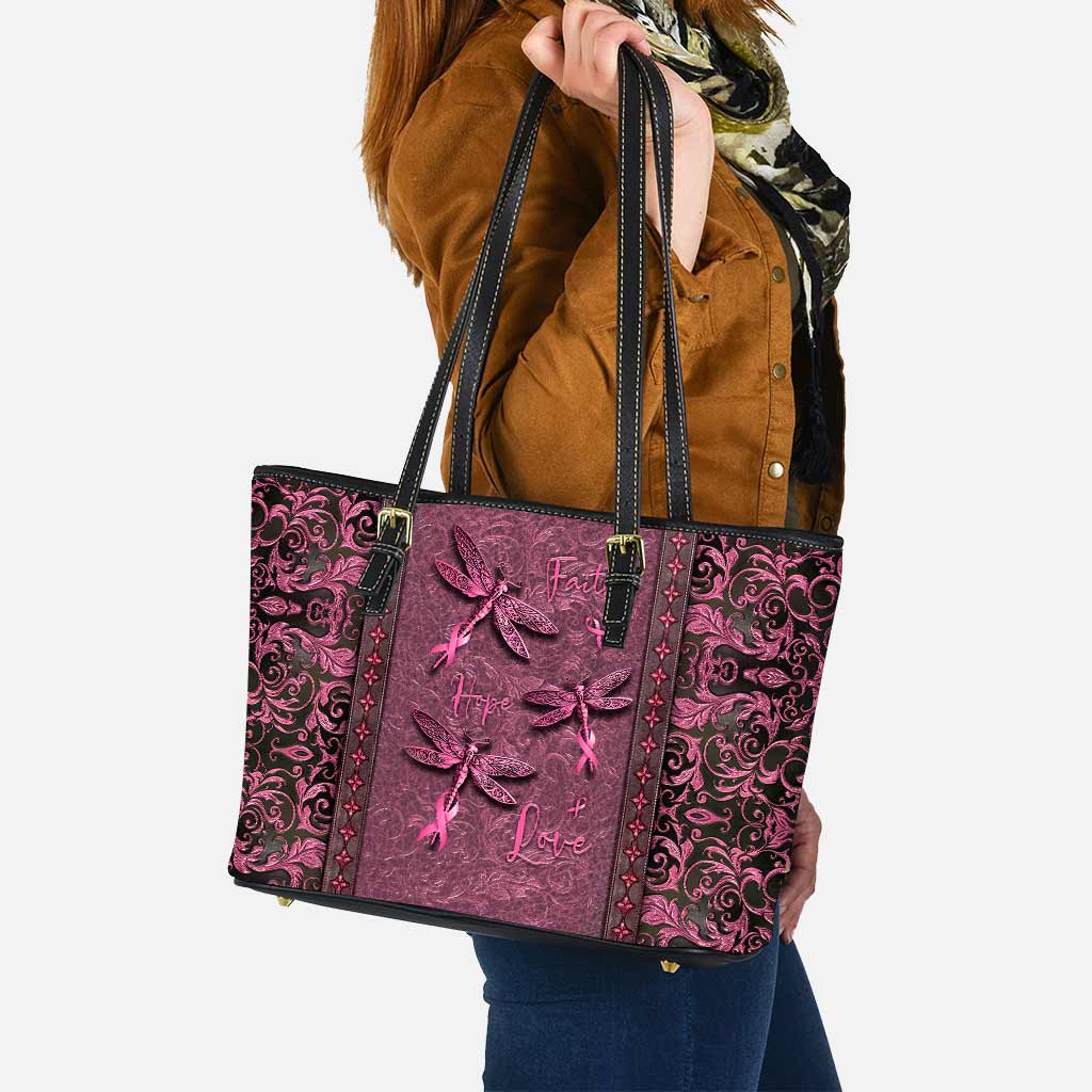 Faith Hope Love Breast Cancer Awareness Leather Bag 0622
