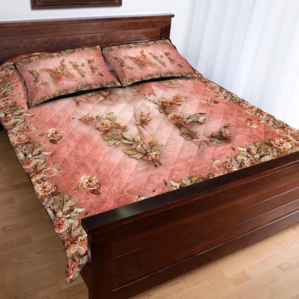 Floral Love Butterfly Breast Cancer Awareness Quilt Set 0622