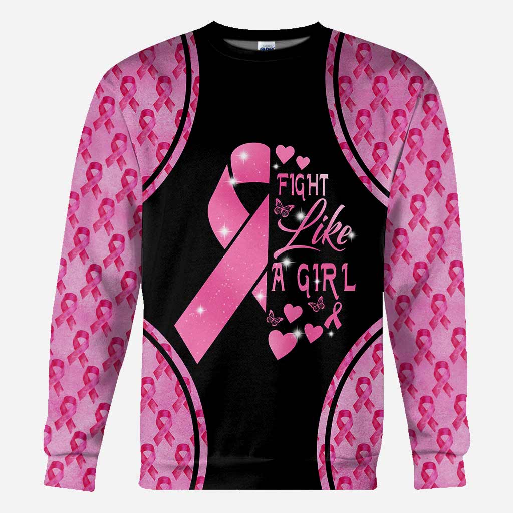 Fight Like A Girl - Breast Cancer Awareness All Over T-shirt and Hoodie 0822