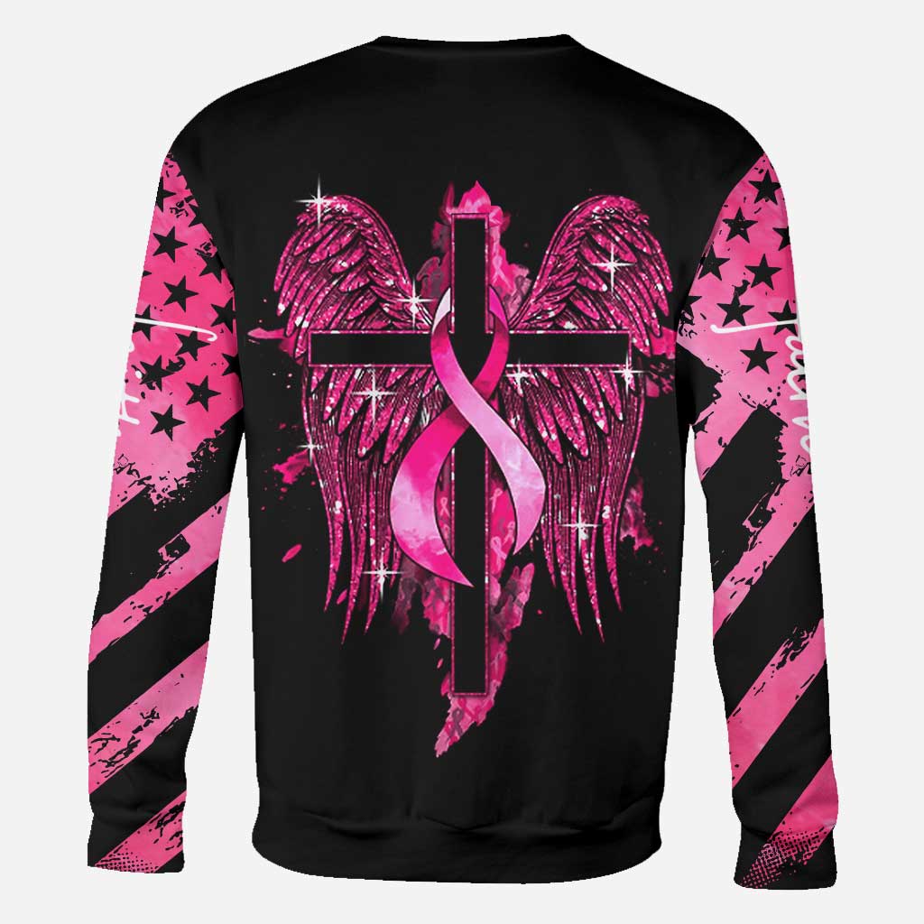 T-shirt et sweat à capuche Faith Breast Cancer Cross Wings - Sensibilisation au cancer du sein (0822)