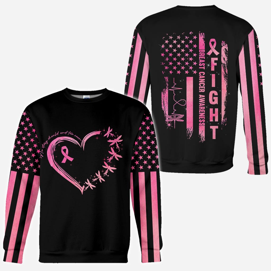 T-shirt et sweat à capuche « Libellules Cœur Aucune histoire ne devrait se terminer trop tôt » - Sensibilisation au cancer du sein - 0822